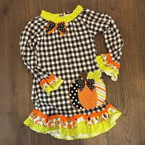 Rare Editions Black and White Checkered Pumpkin Dress